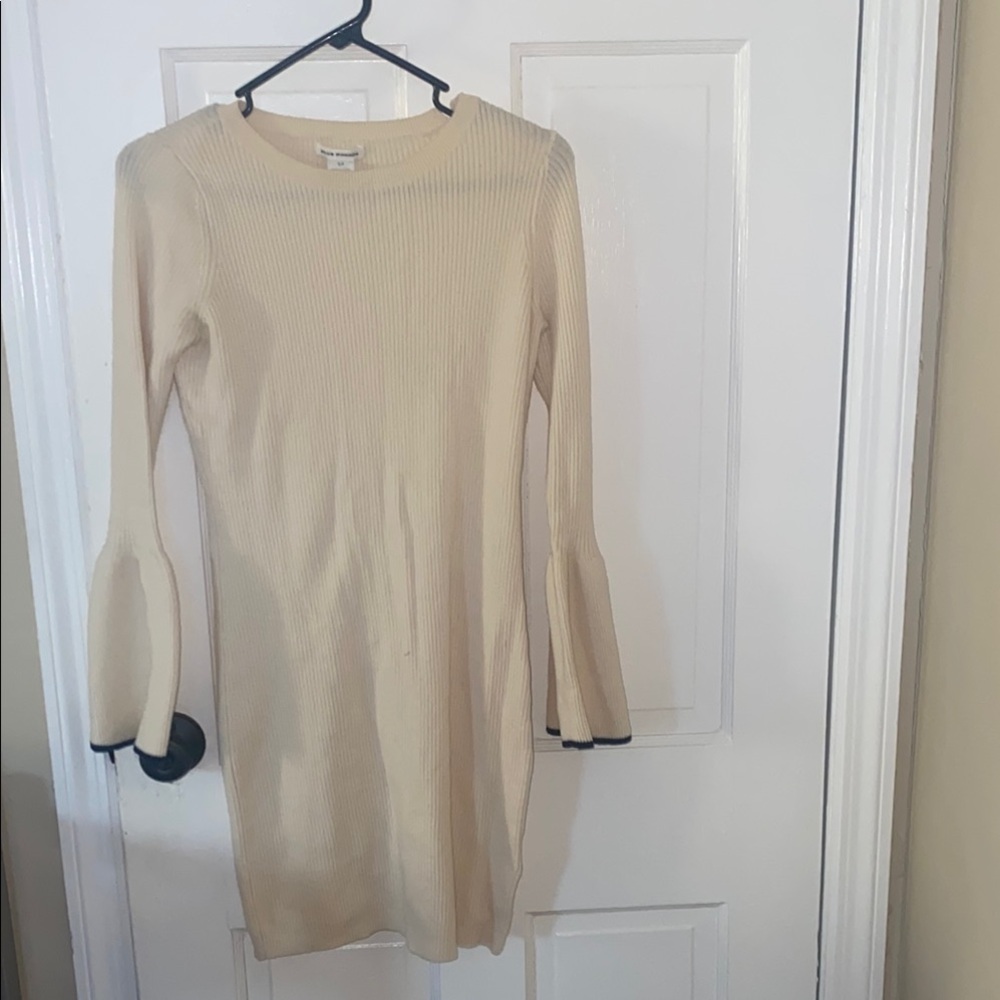 Cream Ribbed Knit Dress